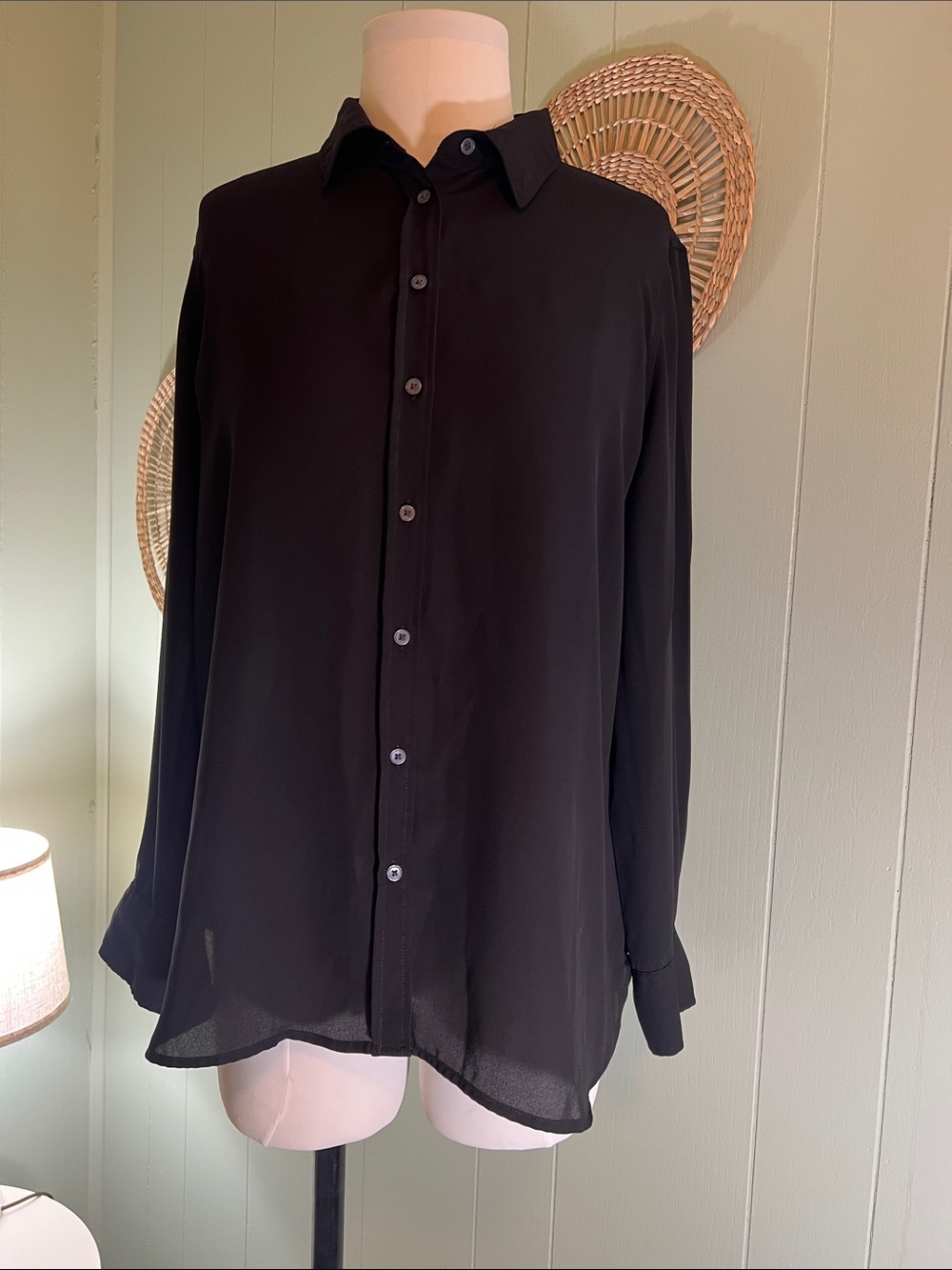 Banana Republic Black Long-Sleeve Button Shirt